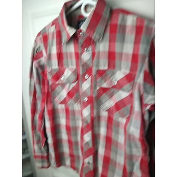 Eighty Eight Men's Red Grey Check Long Sleeve Shirt. Size S - Picture 4 of 10
